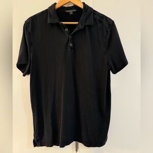 John Varvatos Black Cotton Polo Slim